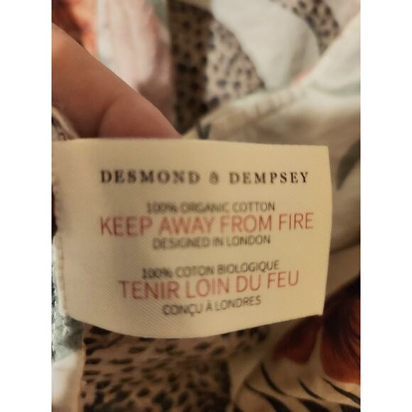 Desmond & Dempsey Robe Organic Cotton S Tropical Leopard Print Pockets Tie Belt - Picture 9 of 9